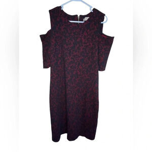 Michael Kors Red Black Cold Shoulder Dress Size Large